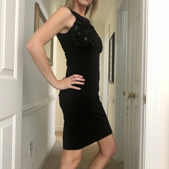 Sequined Roses Form Fitting LBD - Enfocus Studio - Picture 4 of 16